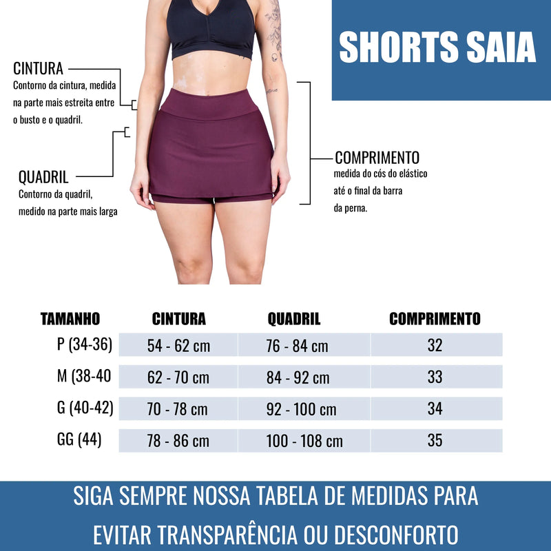 Short Saia Feminino Fitness Academia ou Cross