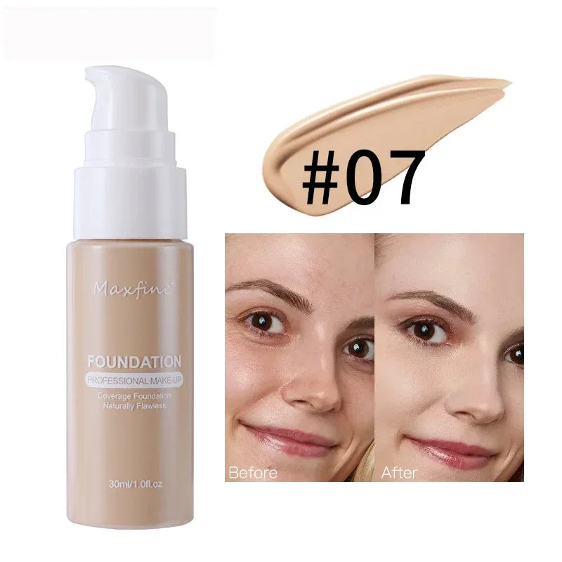 Base líquida facial, creme com controle de oleosidade BB Cream, base fosca, corretivo iluminador, cobertura total duradoura, maquiagem feminina