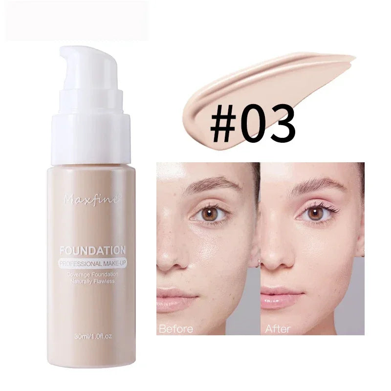 Base líquida facial, creme com controle de oleosidade BB Cream, base fosca, corretivo iluminador, cobertura total duradoura, maquiagem feminina