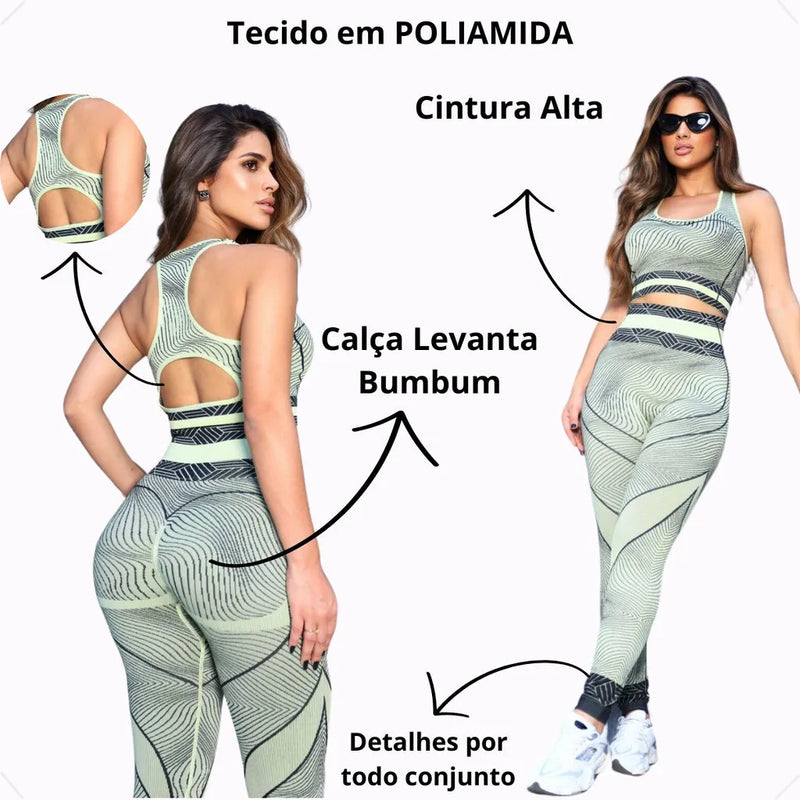 Conjunto de Ginástica Fitness Lifts Bumbum Poliamida Premium